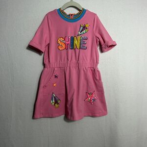 Baby Sara by Sara Sara Pink Shine Sequin French Terry Short Sleeve Dress Size 5